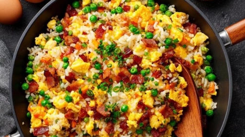 🍚 quick bacon fried rice – 20 min dinner idea! leftover rice recipe ideas