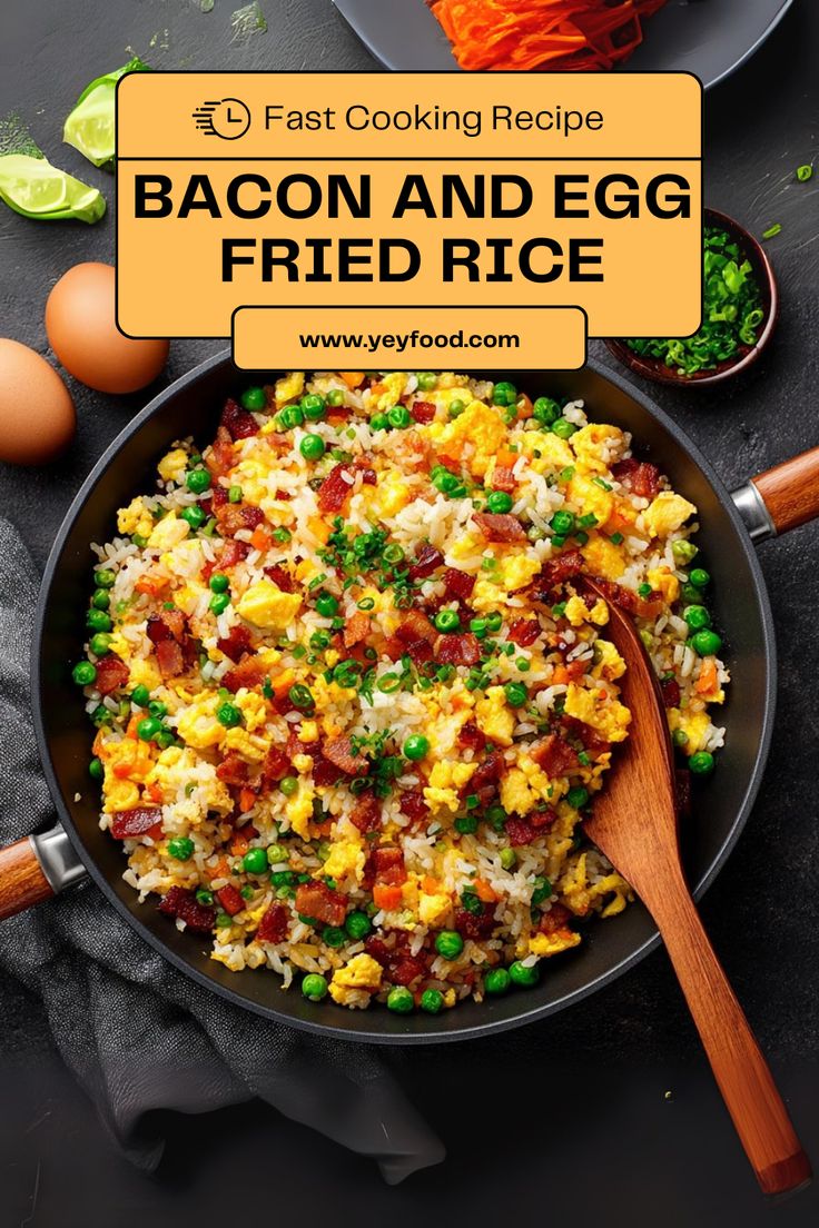 🍚 quick bacon fried rice – 20 min dinner idea! leftover rice recipe ideas